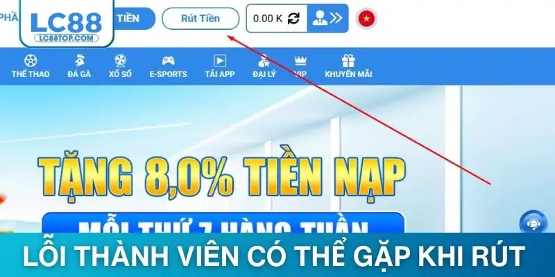 Lỗi thành viên có thể gặp phải khi rút tiền tại trang web