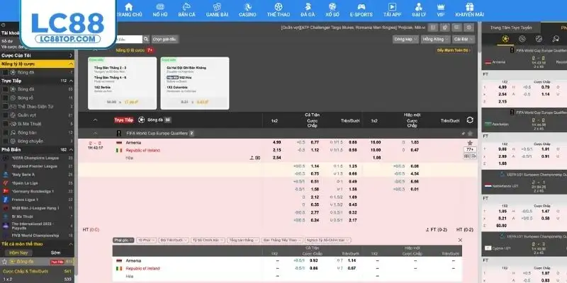 Thể thao LC88 IM mang đến nhiều kèo và trận đấu